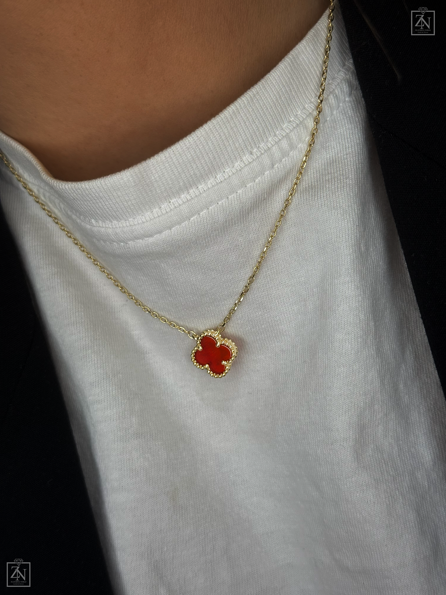 Srebrna ogrlica Djetelina pozlata