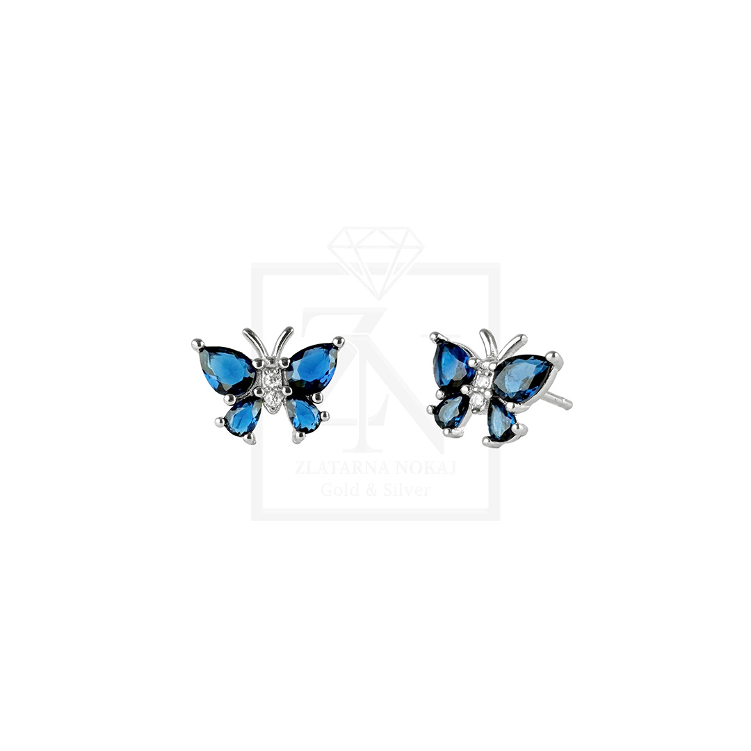 Srebrna naušnice na štift Azure Butterfly