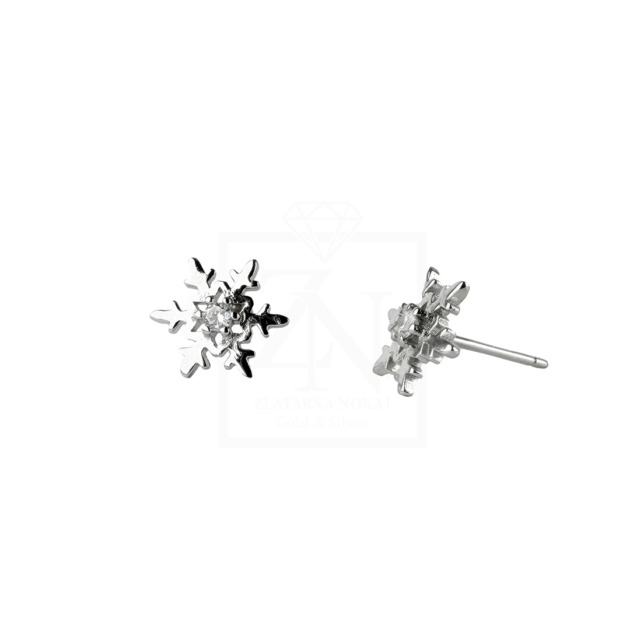 Srebrna naušnice na štift Snowflake Spark