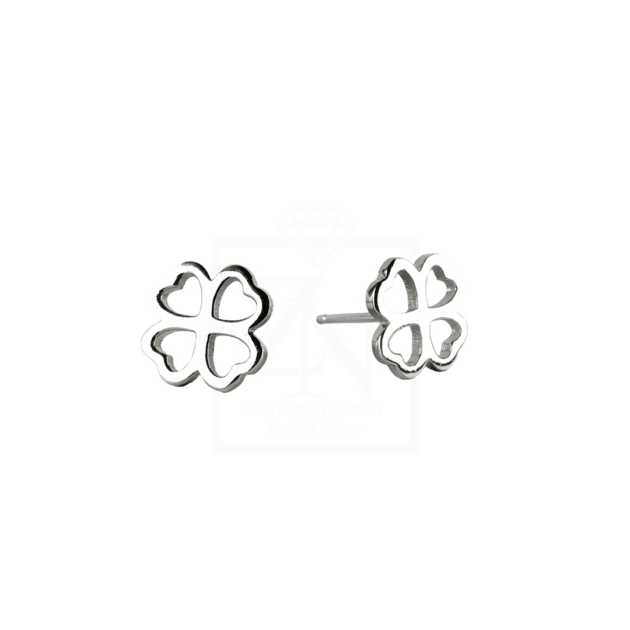 Srebrna naušnice na štift Heart Clover