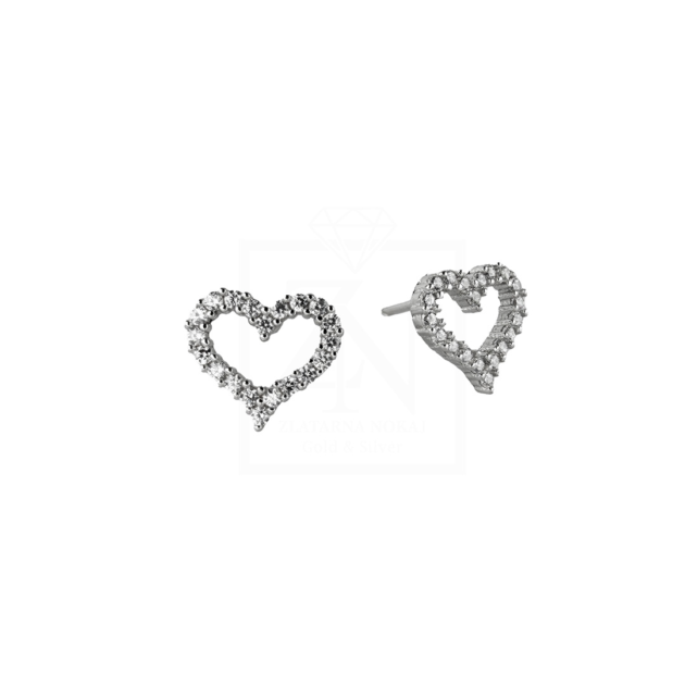 Srebrna naušnice na štift Radiant Heart