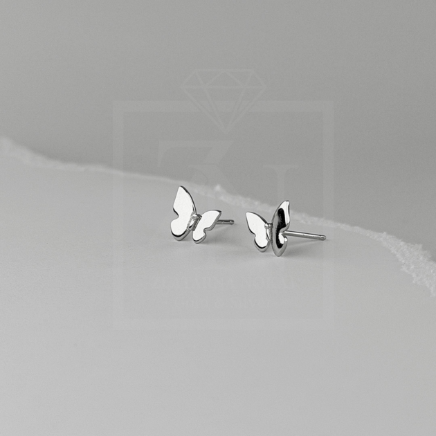 Srebrna naušnice na štift Silver Butterfly
