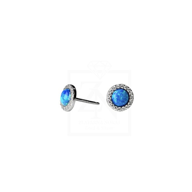 Srebrna naušnice na štift Blue Opal
