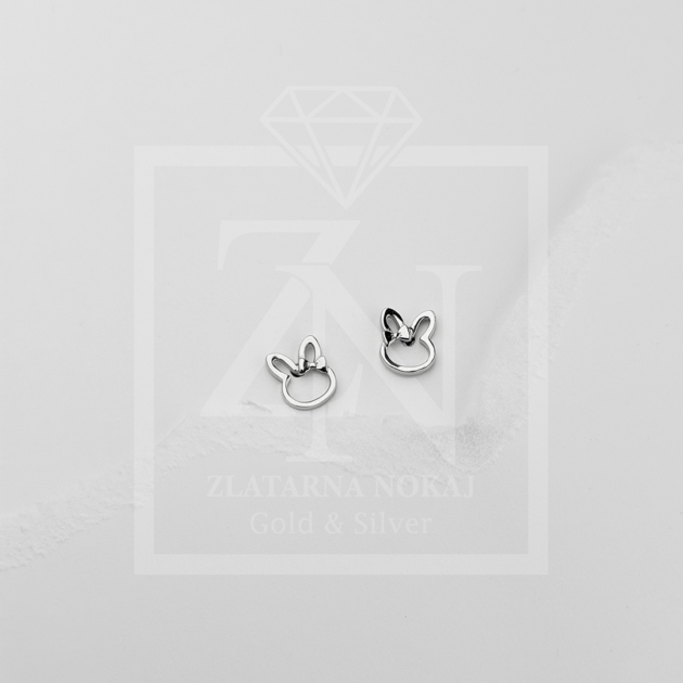 Srebrna naušnice na štift Bunny Charm