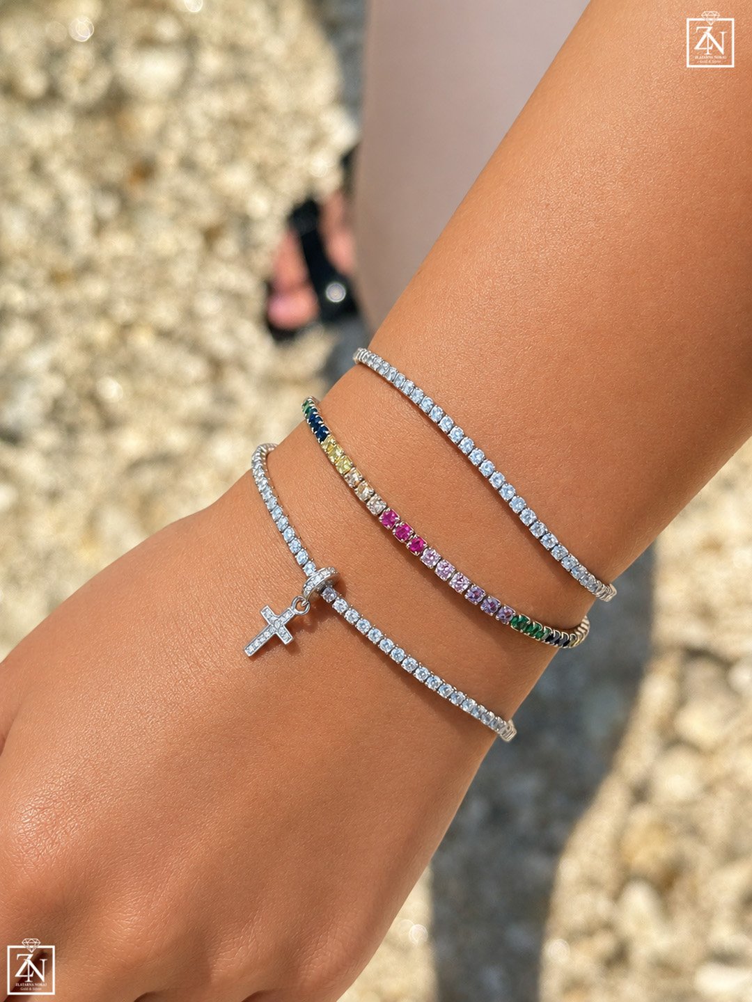 Srebrna narukvica Rainbow Tennis Bracelet - Slika 4