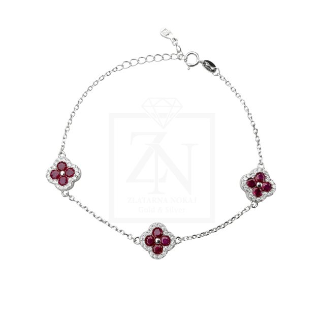 Srebrna narukvica Ruby Clover