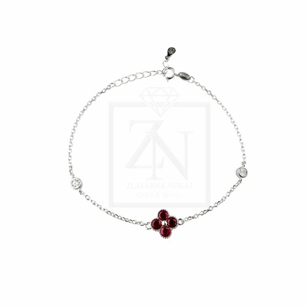 Srebrna narukvica Ruby Clover