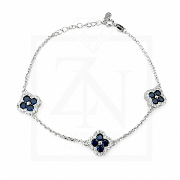 Srebrna narukvica Sapphire Clover