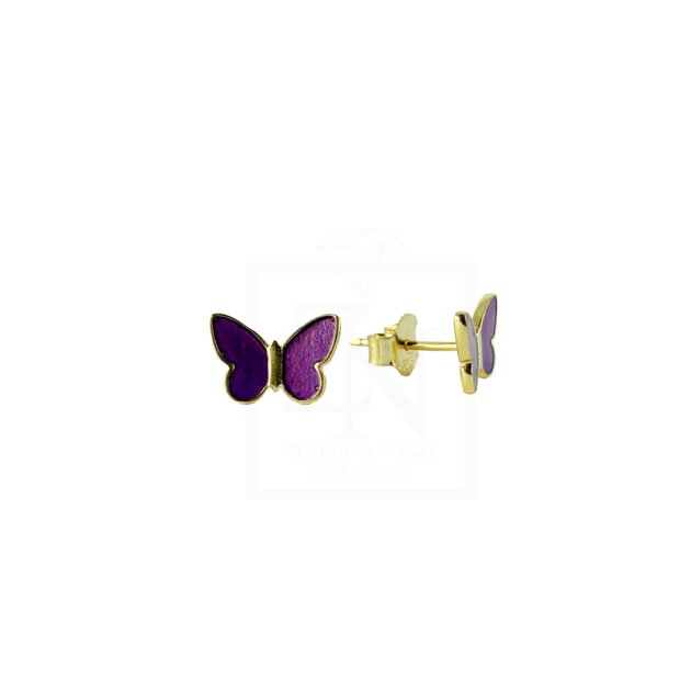 Srebrna naušnice na štift Violet Butterfly