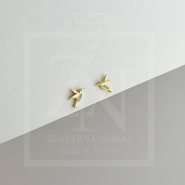 Srebrna naušnice na štift Lastavica Hummingbird Sparkle