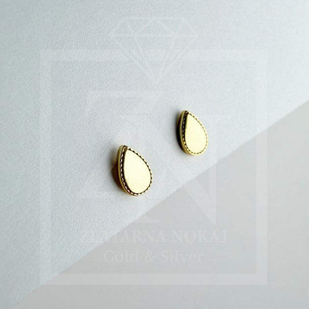Srebrna naušnice na štift Golden Teardrop Studs