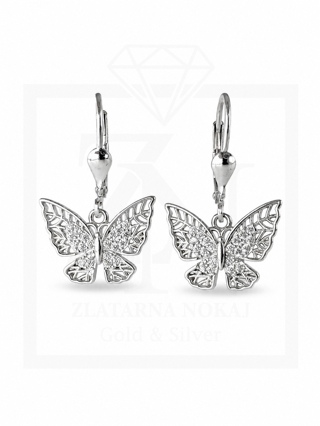Srebrna viseće naušnice Butterfly Grace Hoops - Slika 3