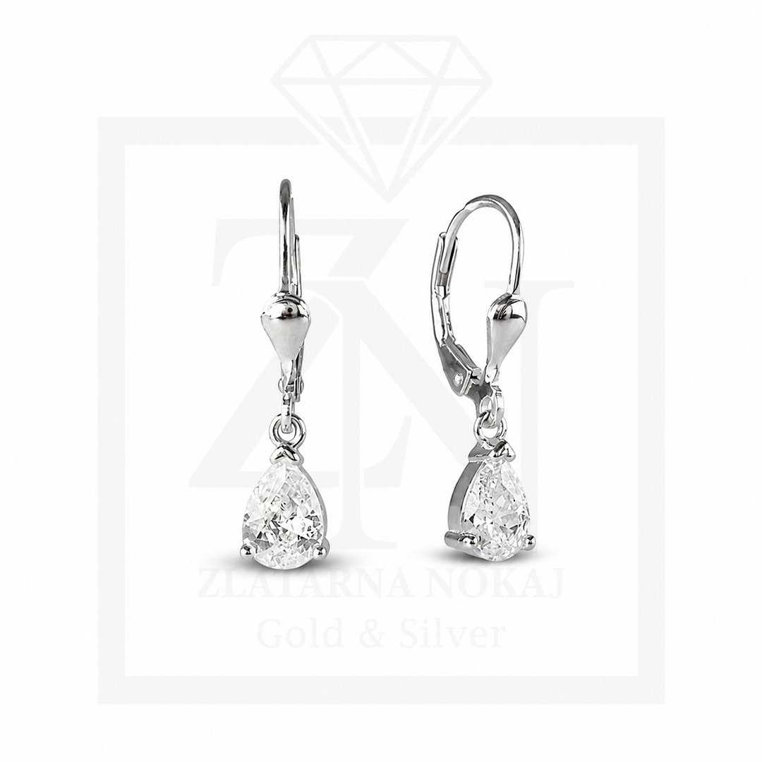 Srebrna viseće naušnice Crystal Drop Hoops