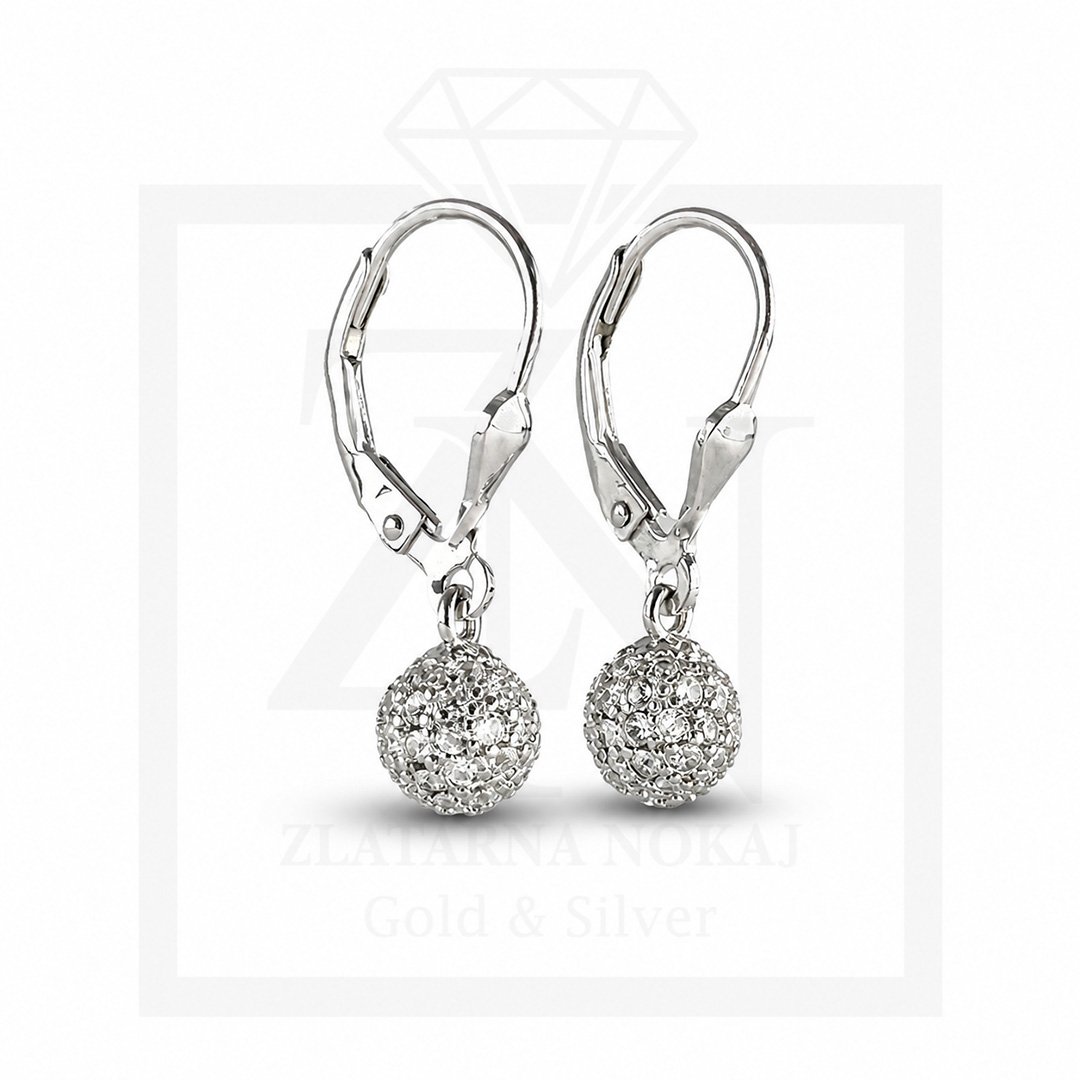 Srebrna viseće naušnice Crystal Sphere Hoops