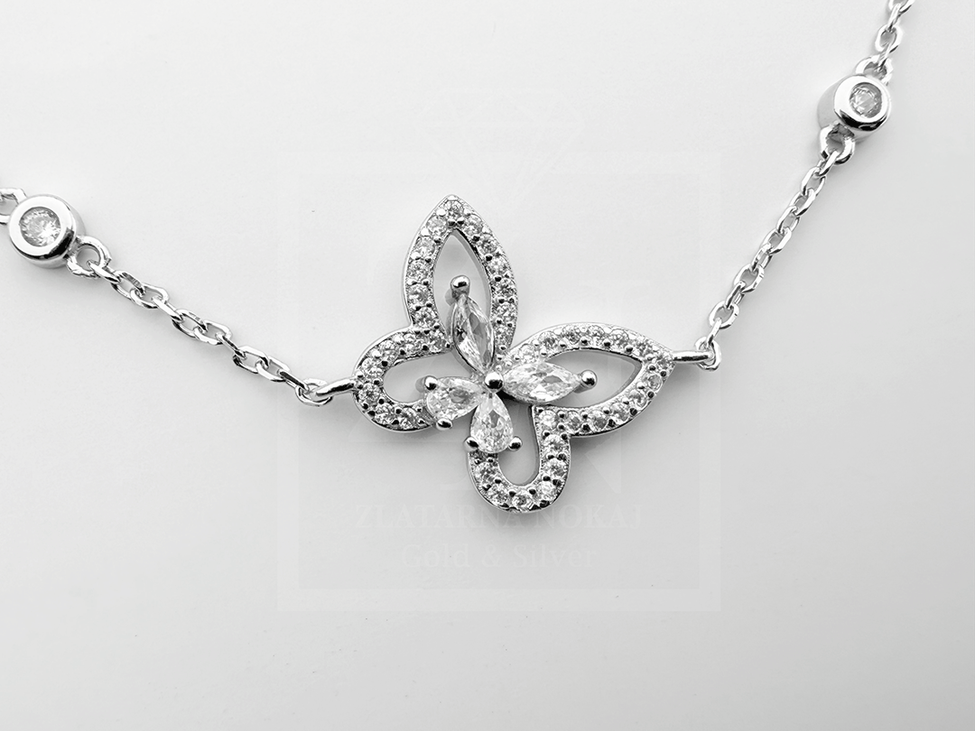 Srebrna narukvica Crystal Butterfly - Slika 3
