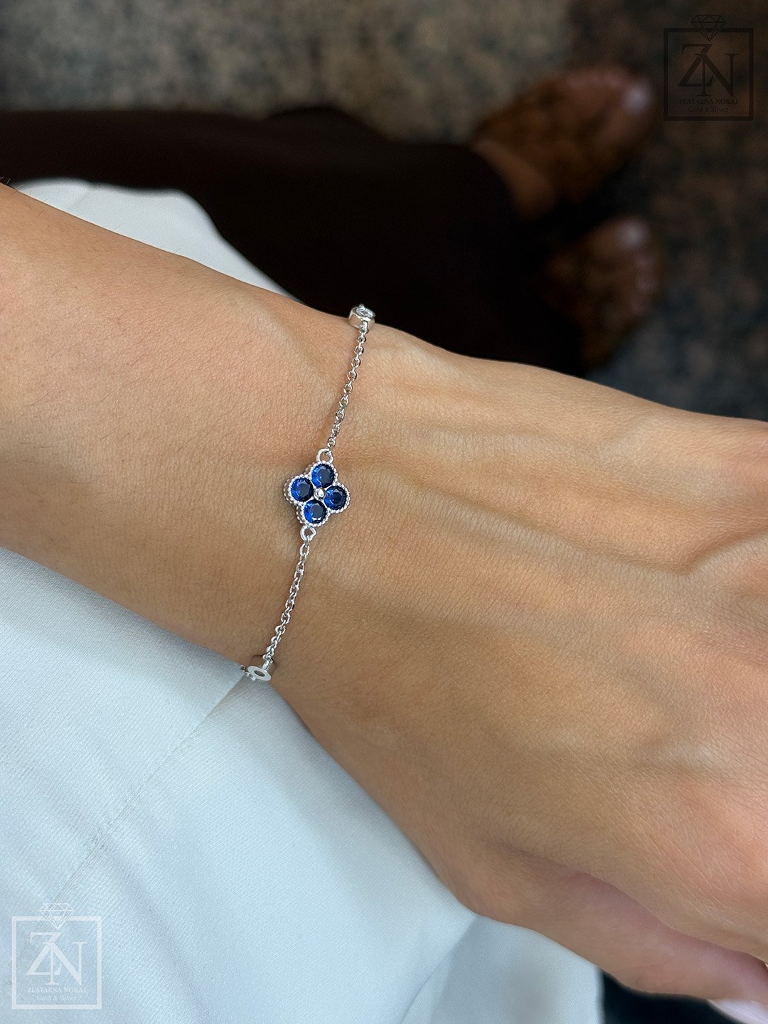 Srebrna narukvica Blue Flower