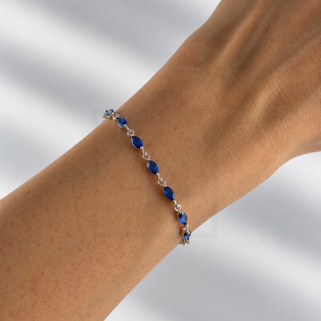 Srebrna narukvica Royal Blue Crystal