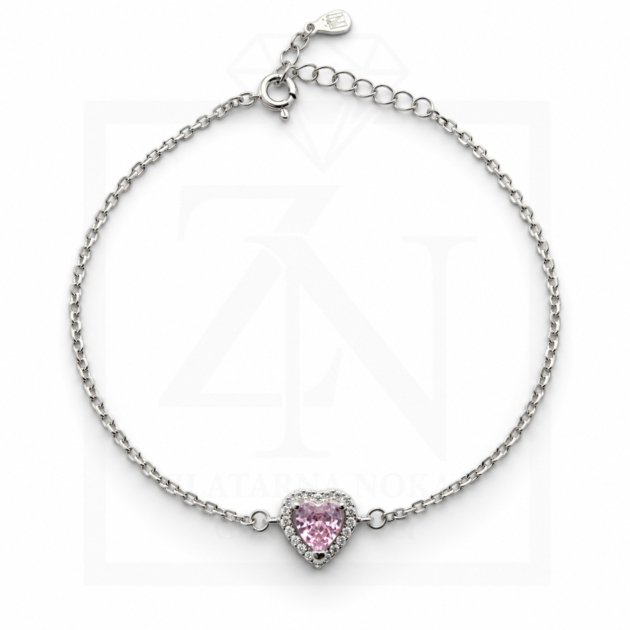 Srebrna narukvica Pink Heart Sparkle