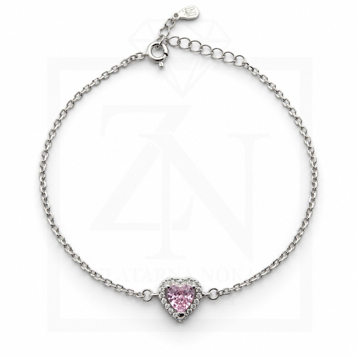 Srebrna narukvica Pink Heart Sparkle