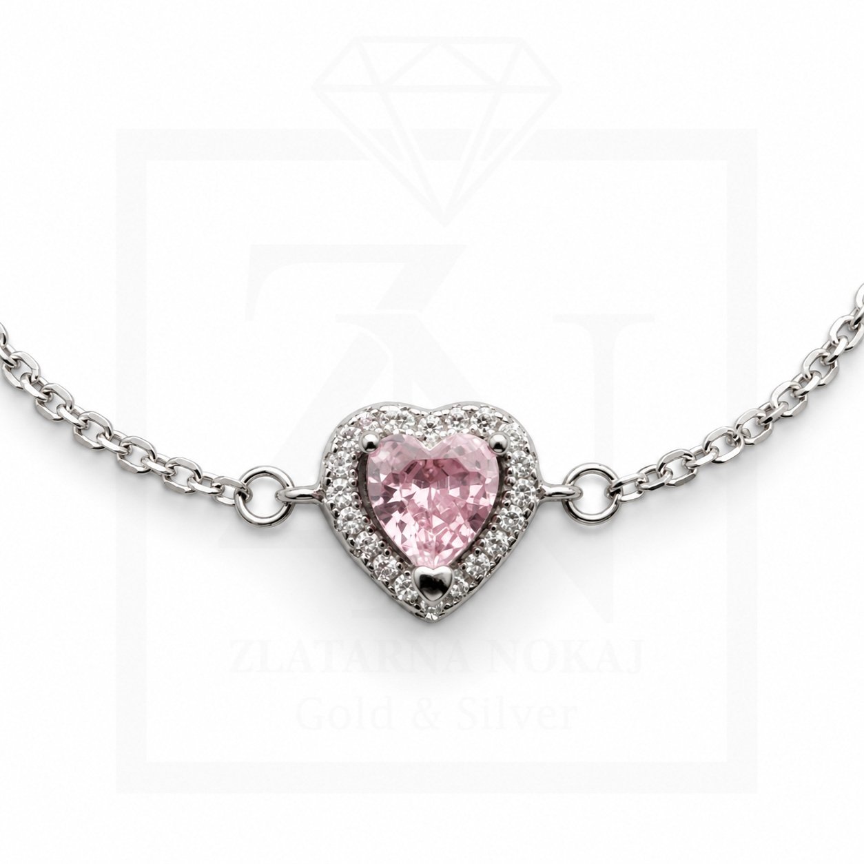 Srebrna narukvica Pink Heart Sparkle - Slika 2