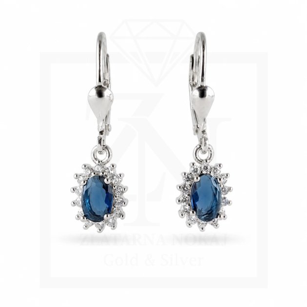Srebrna viseće naušnice Blue Crystal Elegance