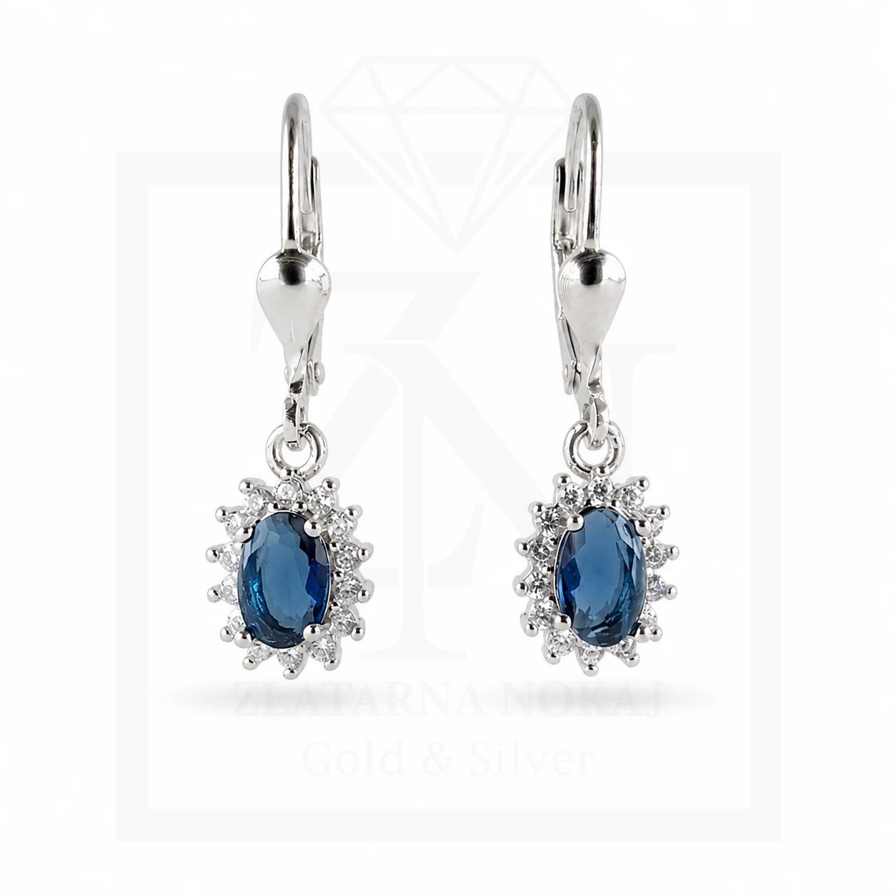 Srebrna viseće naušnice Blue Crystal Elegance