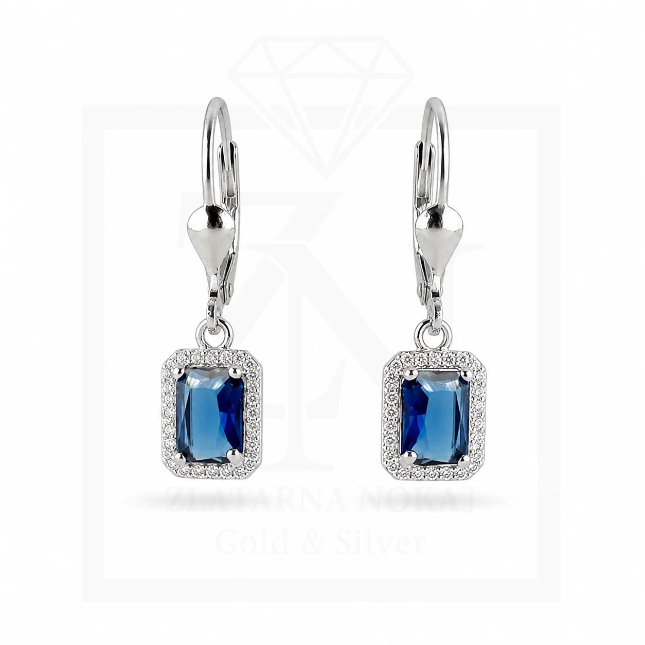 Srebrna viseće naušnice Sapphire Elegance - Slika 2