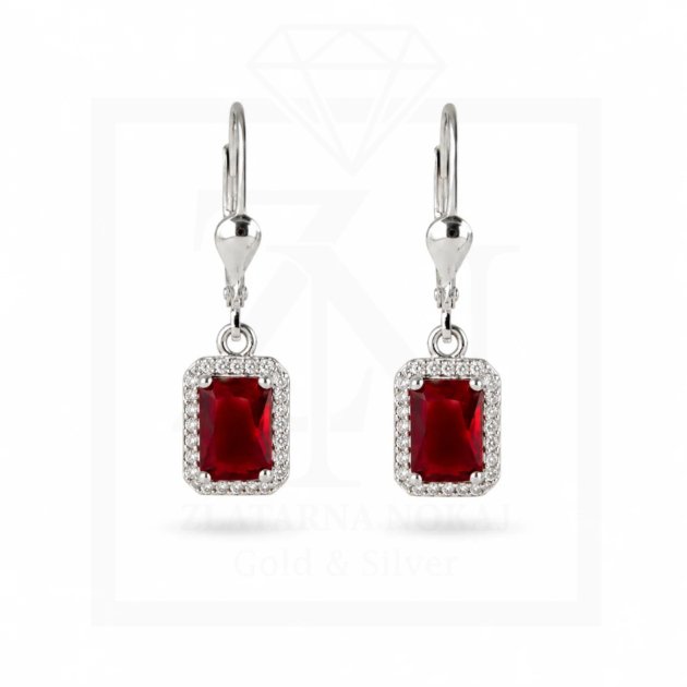 Srebrna viseće naušnice Ruby Elegance