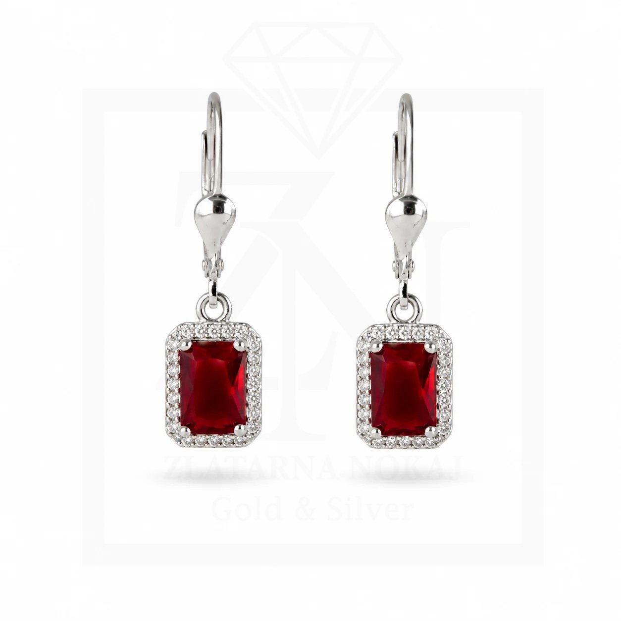 Srebrna viseće naušnice Ruby Elegance