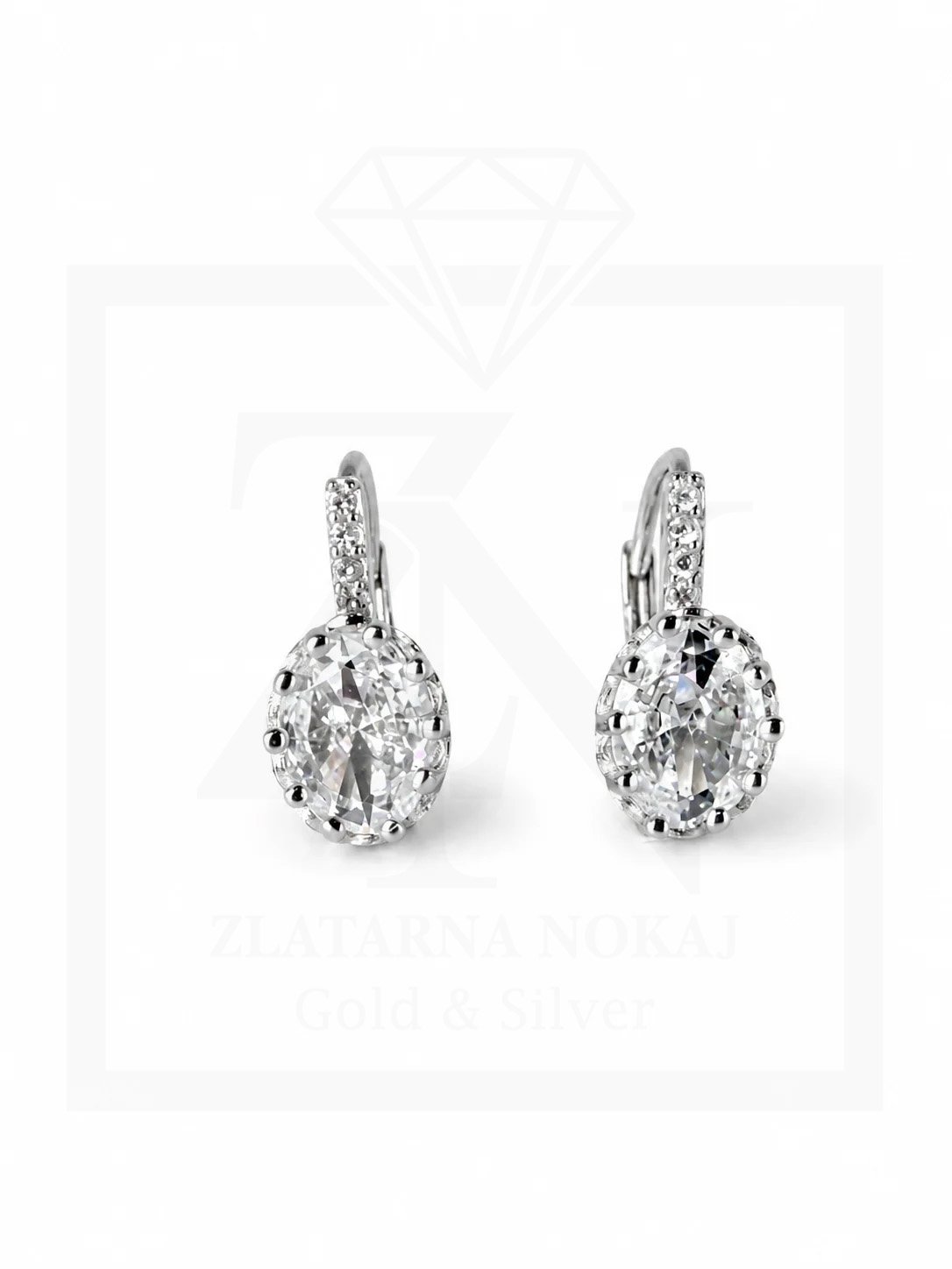 Srebrna viseće naušnice Crystal Oval Elegance - Slika 2