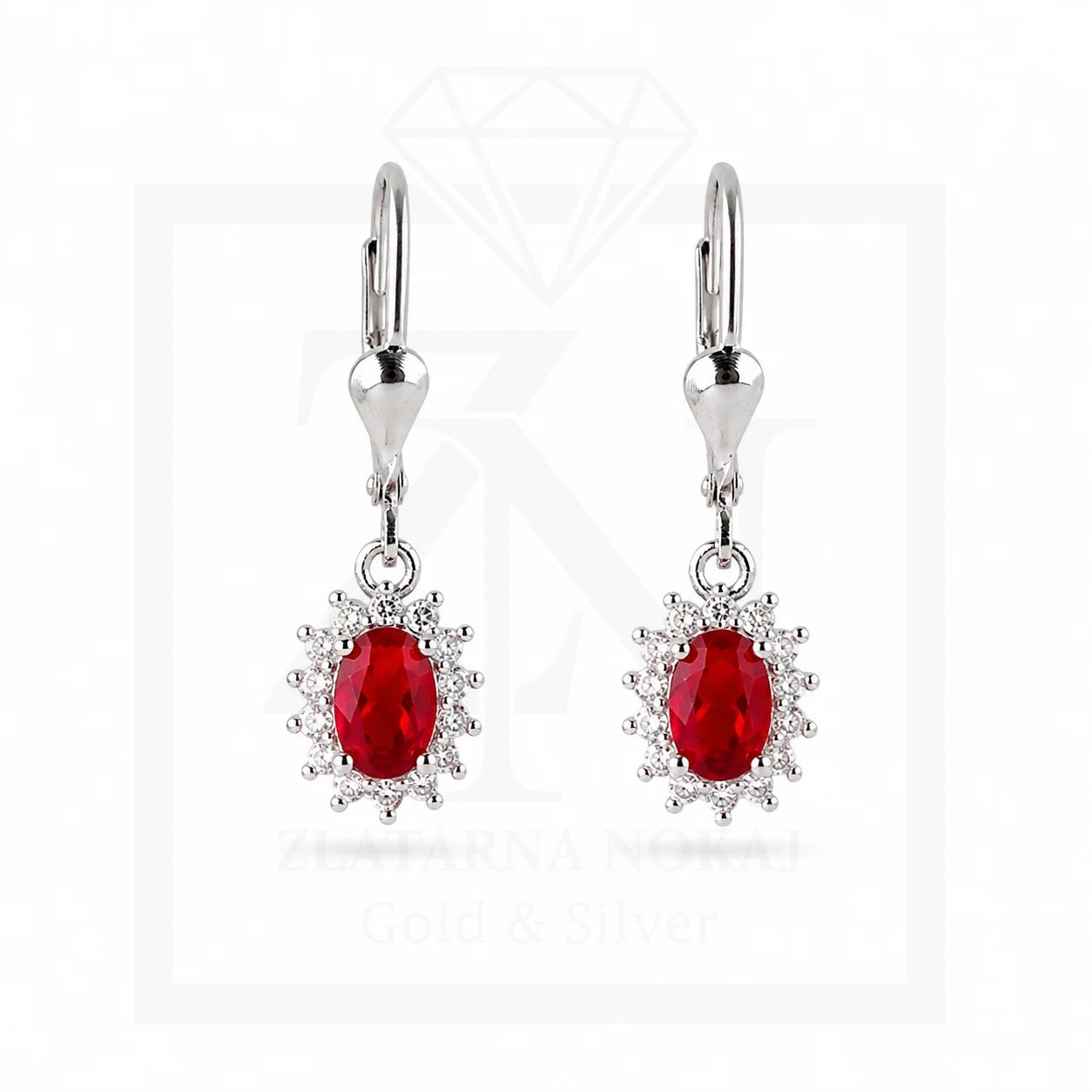 Srebrna viseće naušnice Ruby Radiance