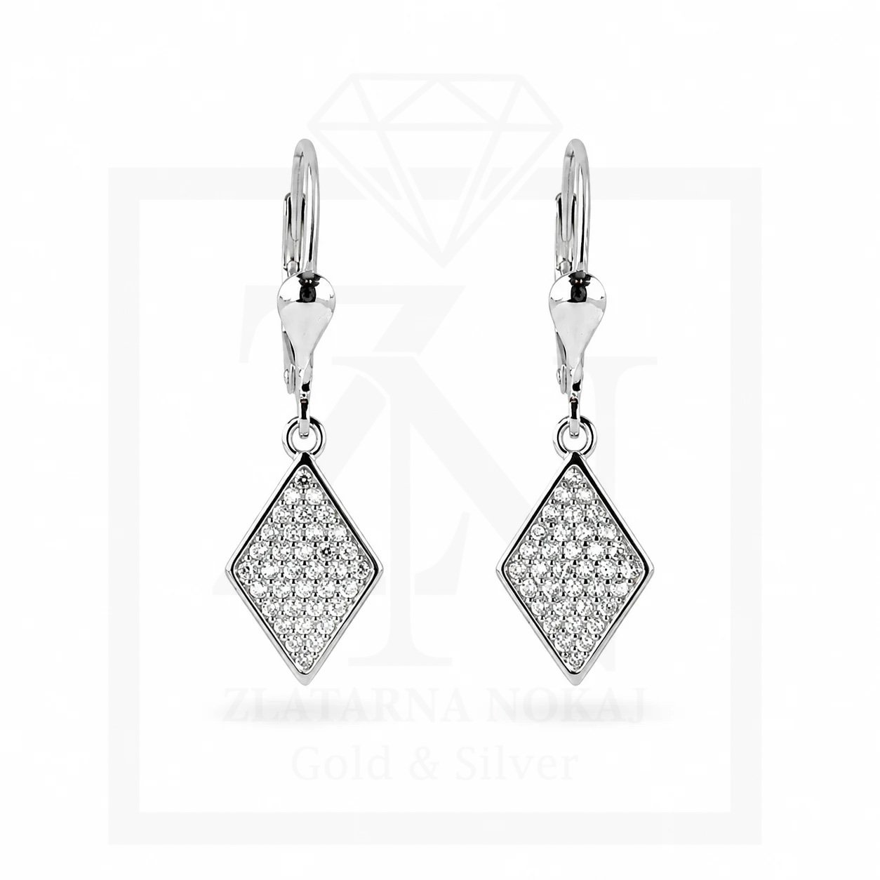 Srebrna viseće naušnice Diamond Glow - Slika 2