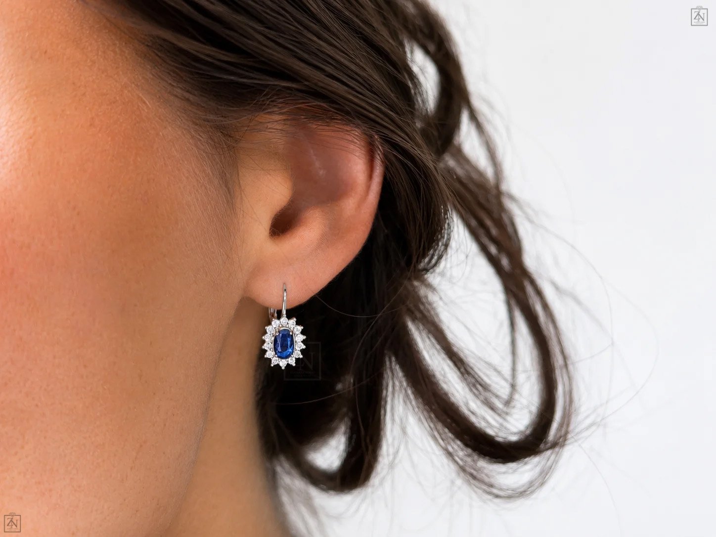 Srebrna viseće naušnice Sapphire Radiance