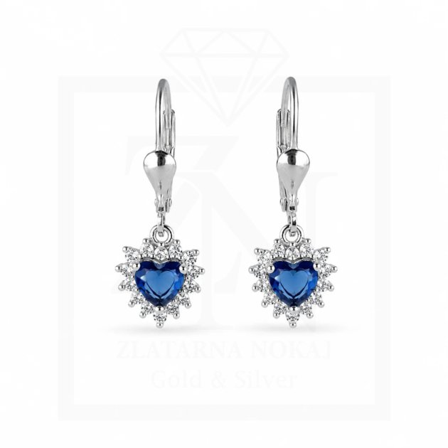 Srebrna viseće naušnice Sapphire Heart Elegance