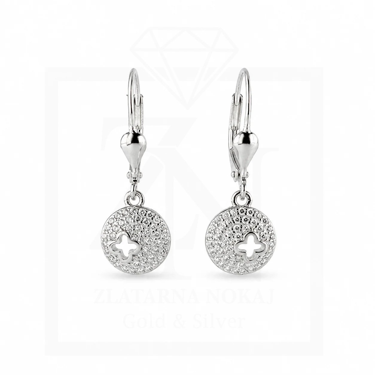 Srebrna viseće naušnice Clover Elegance