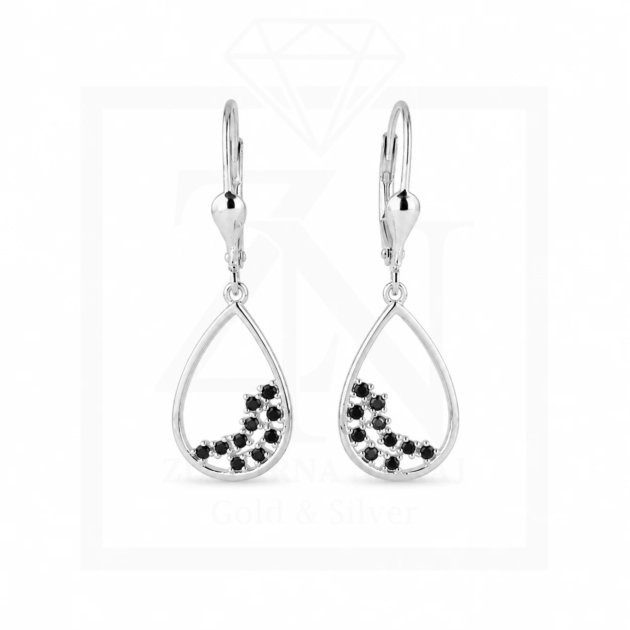 Srebrna viseće naušnice Black Teardrop