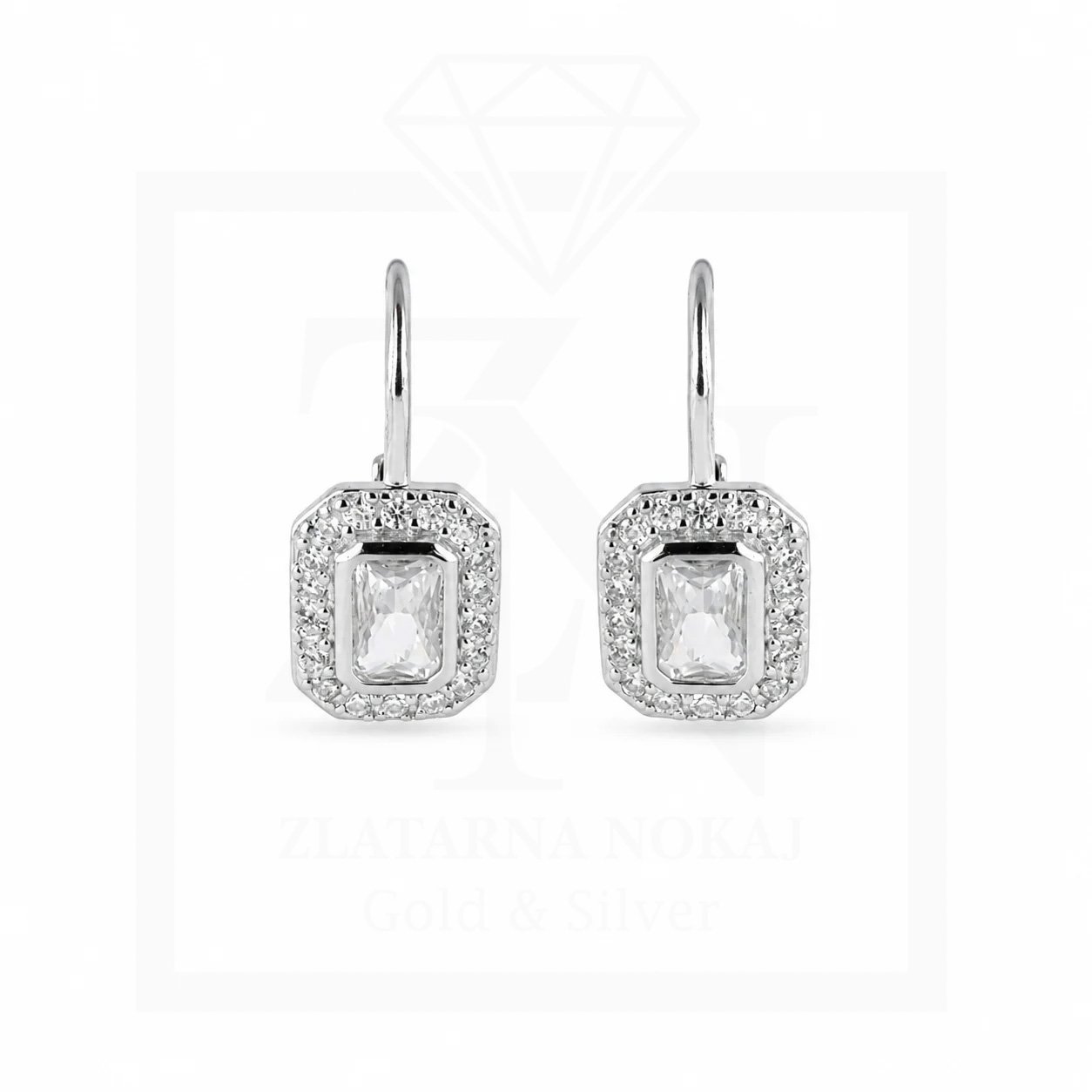 Srebrna viseće naušnice Crystal Frame