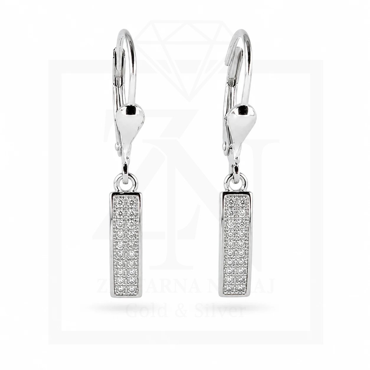 Srebrna viseće naušnice Crystal Bar Elegance - Slika 2