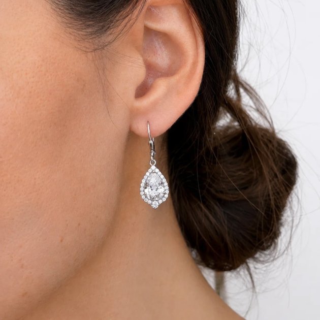 Srebrna viseće naušnice Crystal Teardrop