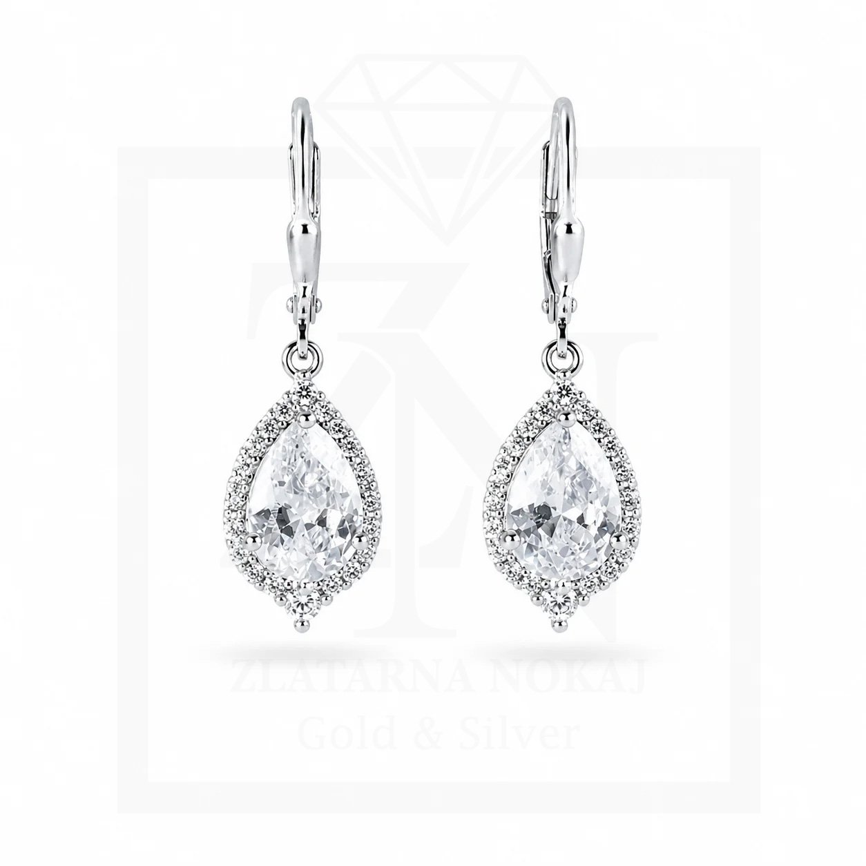 Srebrna viseće naušnice Crystal Teardrop - Slika 2