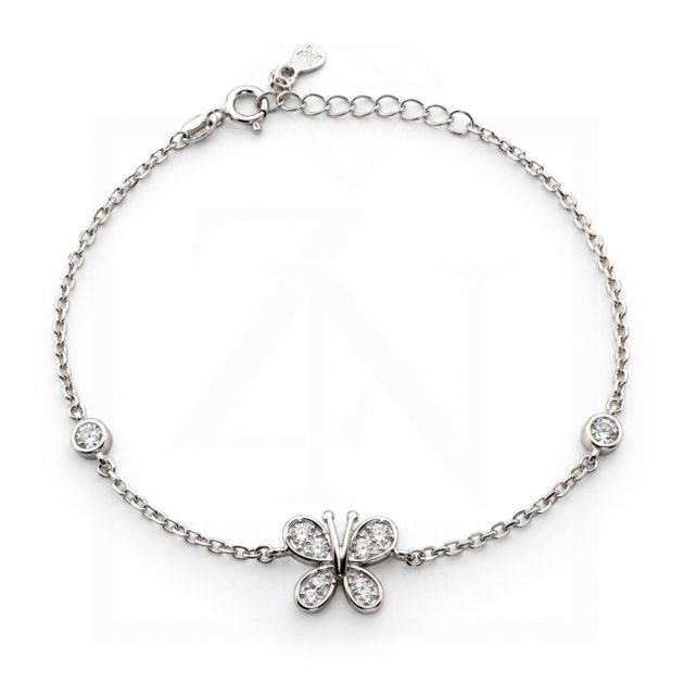 Srebrna narukvica Butterfly Crystal