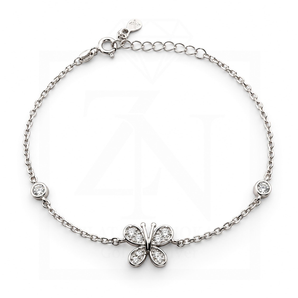 Srebrna narukvica Butterfly Crystal