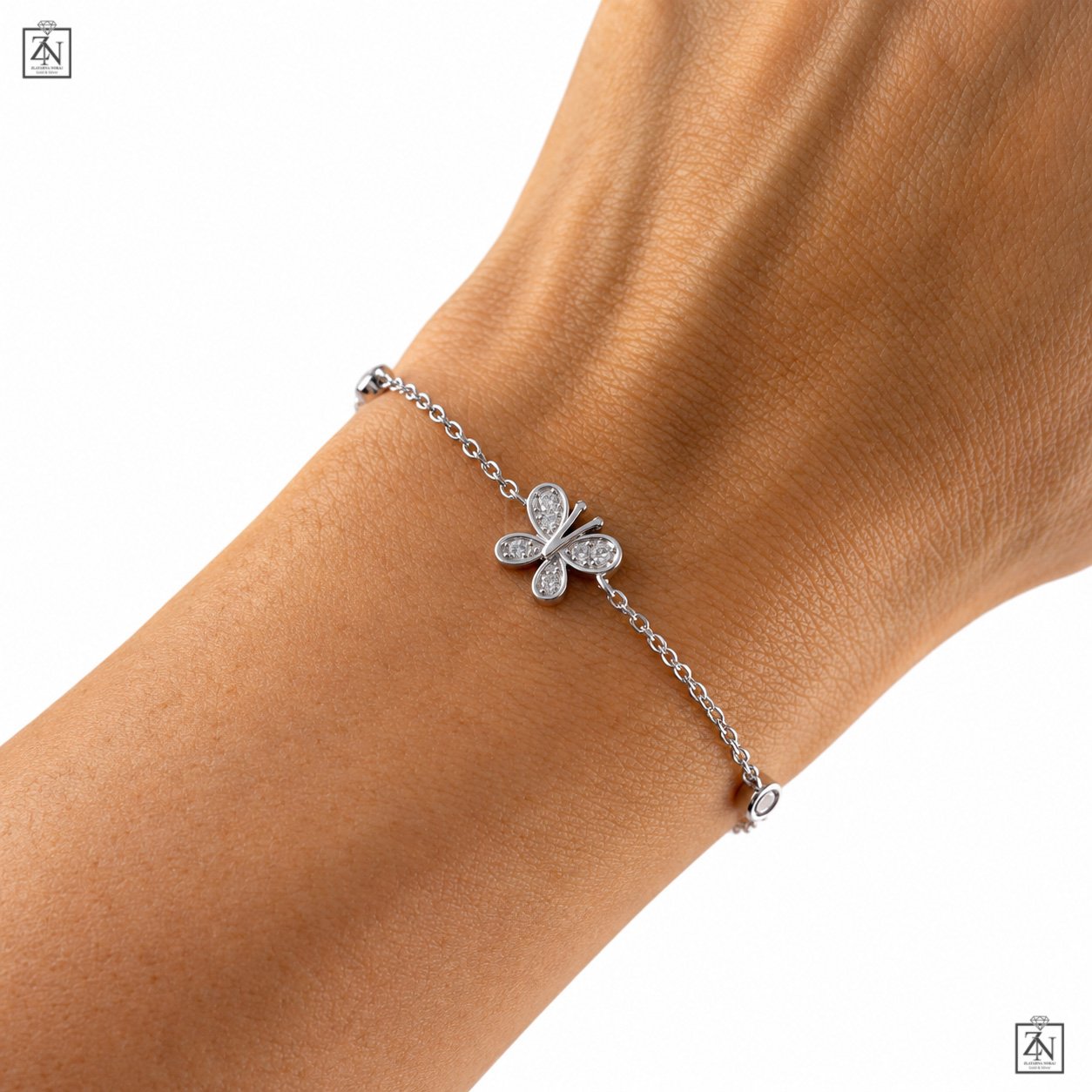 Srebrna narukvica Butterfly Crystal - Slika 2