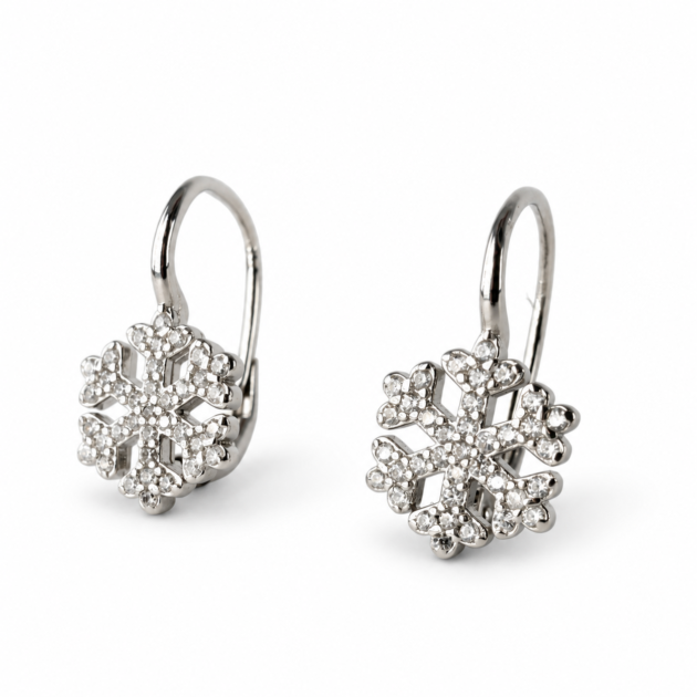 Srebrna viseće naušnice Snowflake Crystal