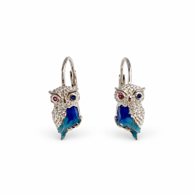 Srebrna viseće naušnice Blue Owl