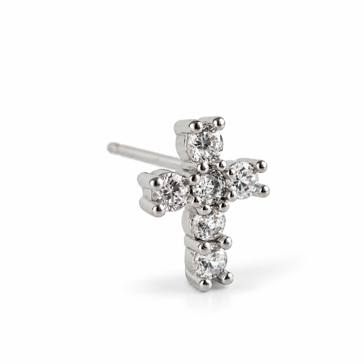Srebrna naušnice na štift Crystal Cross - Slika 3