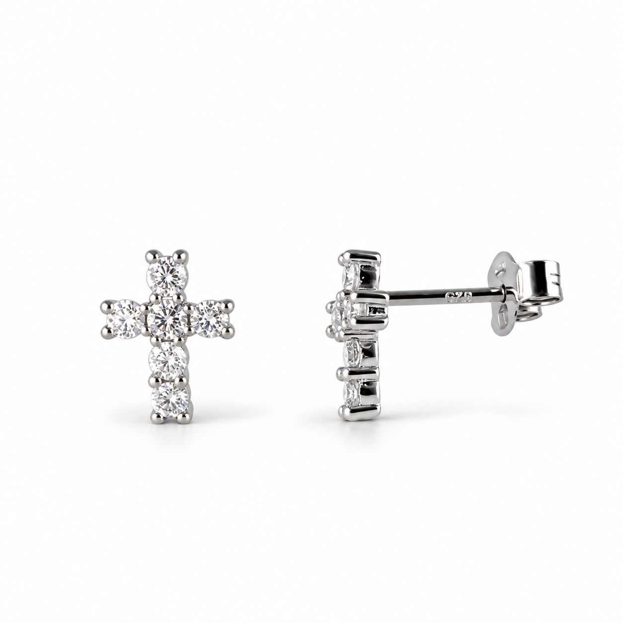 Srebrna naušnice na štift Crystal Cross